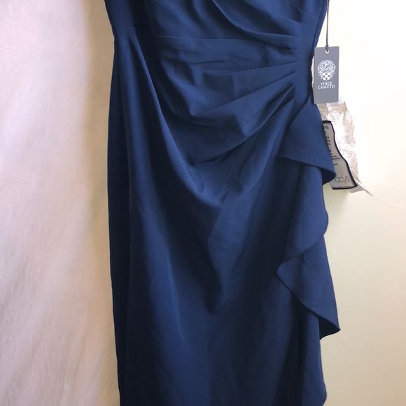 Vince Camuto Navy Blue Ruffled Formal Gown | Dress NWT - Picture 4 of 10